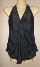 Old Navy Womens Size M Solid Black Tankini Halter Top NWOT Soft Cup Pads