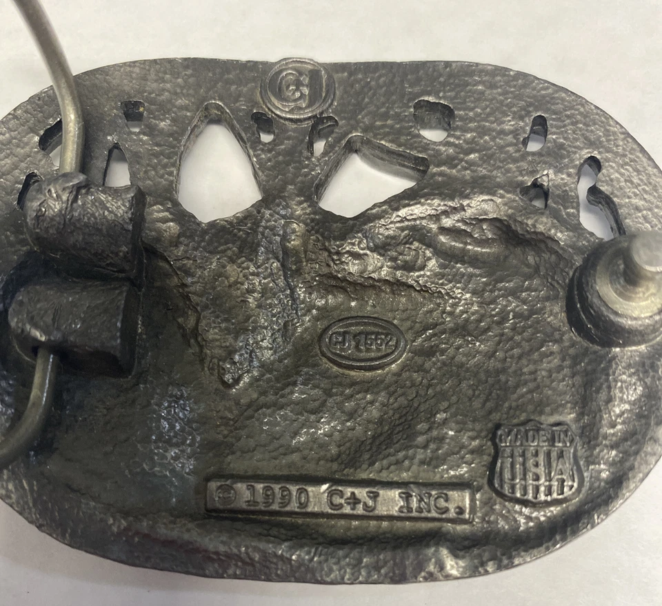 Hebilla de cinturón vintage para hombre 1990 C+J INC. Tema ciervo ¡Bonito! Made un USA  Foto 4 de 4