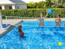 2 in 1 Pool Basketball Hoop and Volleyball Net Set LED Light Up Swimming Pool...