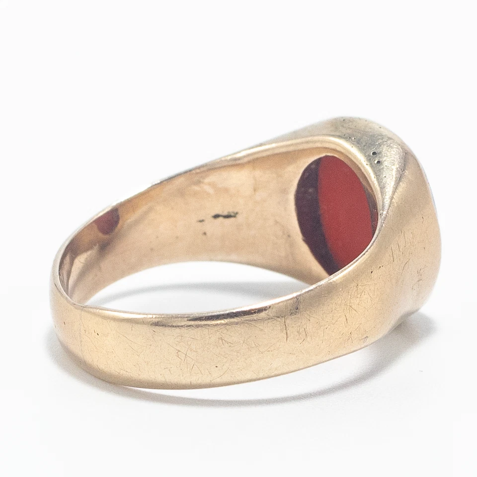 Vintage Flat Cushion Sardonyx Signet Ring 9ct Yellow Gold K 1/2 - Image 3 of 4