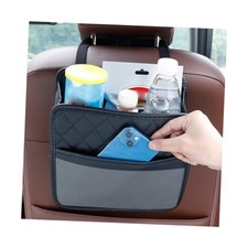 Car Seat Back Organizer, Leather Multipurpose Collapsible Vehicle Black