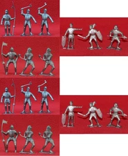 Marx Playset 1965 Knights 54mm Waxy Figures Silver x18 Complete +2 x2 Sets OSS