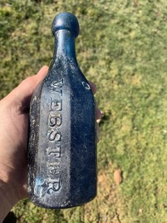 Antique Cobalt Blue NY Soda Bottle Civil War Era Warning Webster Iron Pontil Old