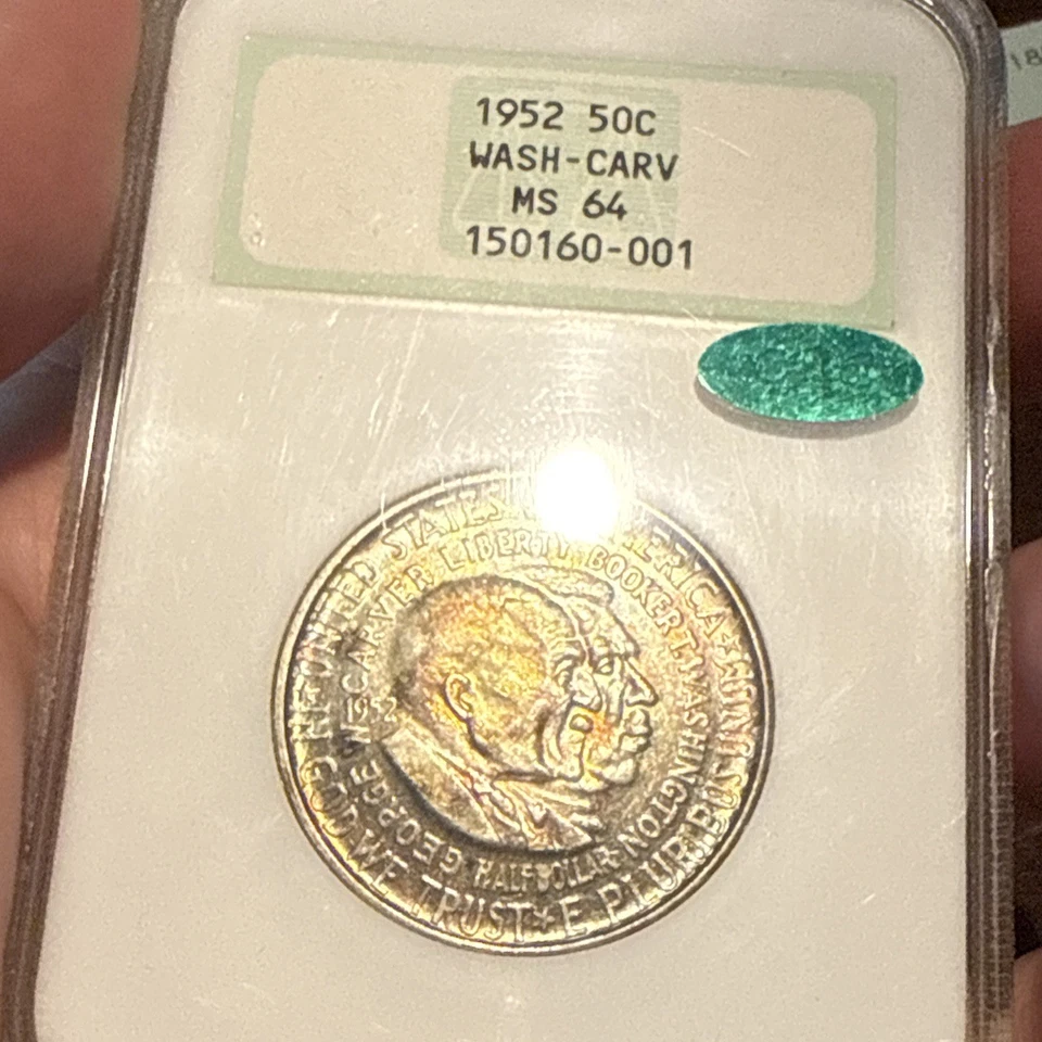 1952 50C MS64 NGC Toned Washington-Carver Half Dollar Amazing Toning Green! - Image 4 of 4