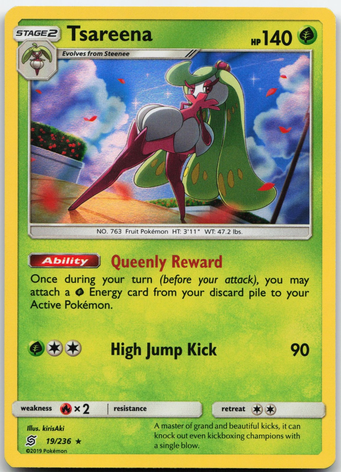 TSAREENA 19/236 HOLO RARE UNIFIED MINDS POKEMON HOLO LP