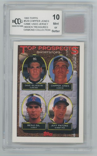 Chipper Jones 1993 Topps Hidden Treasures RC BCCG 10 Jersey #529 New York