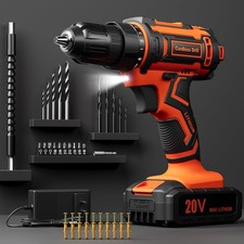 Cordless Drill Set, 20V Power Drill with Power Pack 2.0Ah and Charger, 3/8-In...