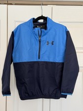 Under Armour 1/4 Zip Windbreaker Pullover Youth Small Blue Long Sleeve Outdoor
