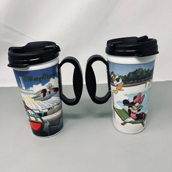 Juego de 2 tazas de viaje de plástico de los parques de Disney Mickey Minnie Mouse Space Mountain Foto 2 de 4