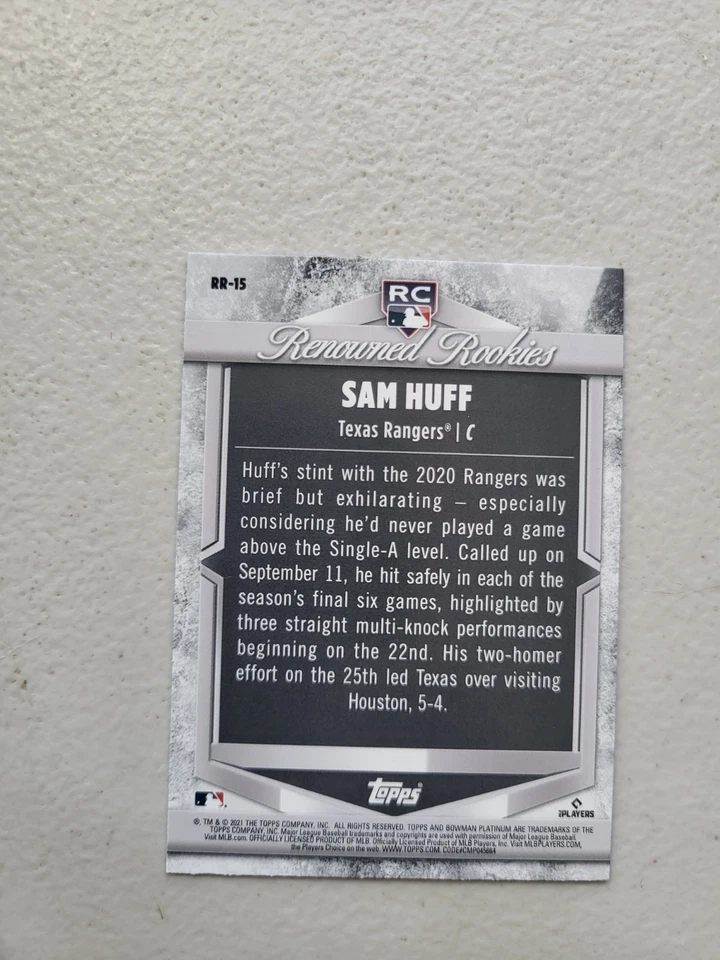 2021 Bowman Platinum #RR-15 Sam Huff RENOWNED ROOKIES RC NM Free Shipping - Image 2 of 2