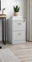Light Grey 2 Drawer Home Office Filing Cabinet with Lockable Drawers For Storage