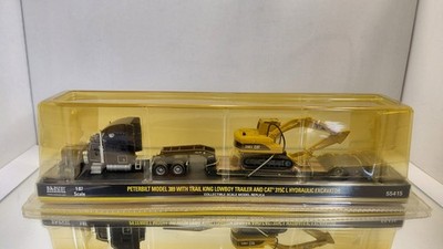Norscot 55415 1:87 Peterbilt 389 Trail King Lowboy Trailer & Cat 315 L In Box