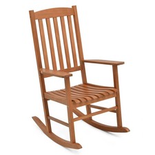 Outdoor Rocking Chair Garden Patio Eucalyptus Wood Slatted Rocker Chair