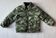 Gap Boys Reversible Black Dinosaur Camouflage Puffer Jacket Cold Control Sz 4