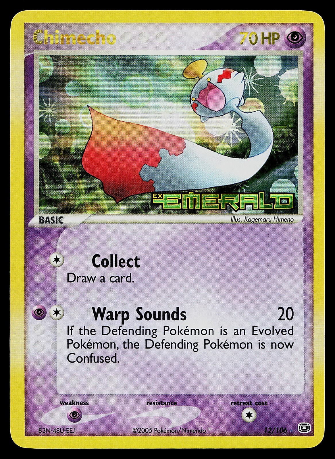 Pokemon Card - Chimecho Emerald 12/106 Reverse Holo Stamped