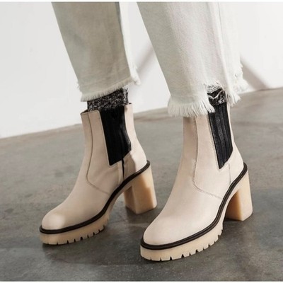 Free People James Chunky Heel Chelsea Boot White 39.5