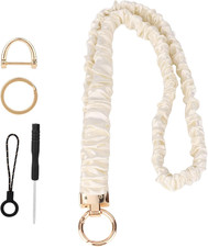 Long Stretchy Scrunchie Lanyard with Detachable Scrunchy Chain, Adjustable Neck