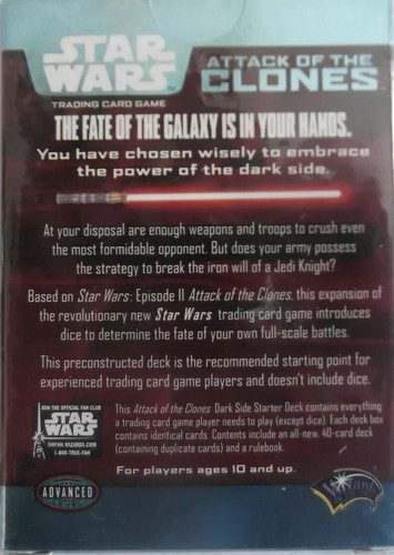 Star Wars TCG Attack of the Clones Sealed Starter Deck | AOTC Dark Side | Sealed - Picture 2 of 2