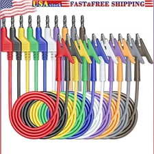10PCS Test Lead 4mm Stackable Banana Plug to Crocodile Alligator Clip Cable Wire