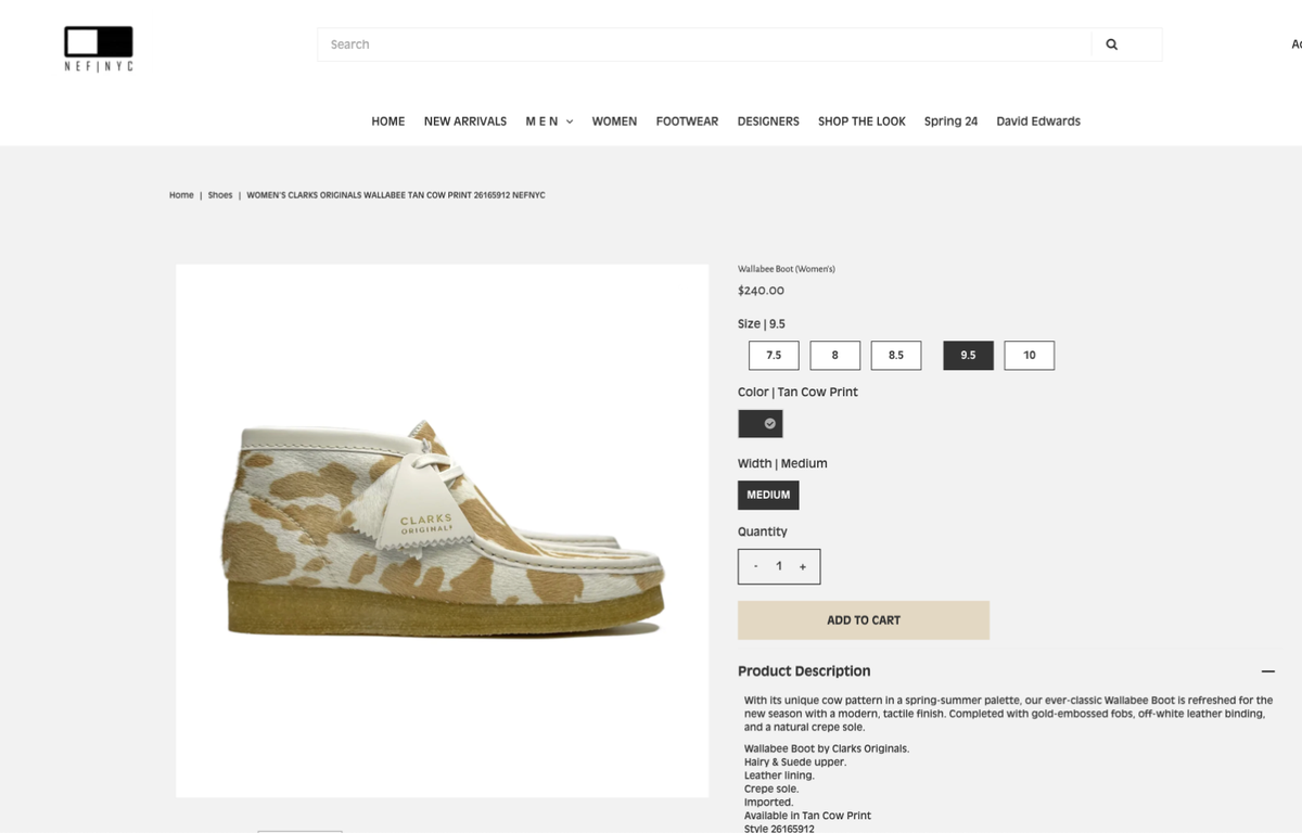CLARKS - Clarks WALLABEE Boot 9.5 Rare COW PRINT 26165912 CLARKS - Clarks WALLABEE Boot 9.5 Rare COW PRINT 26165912