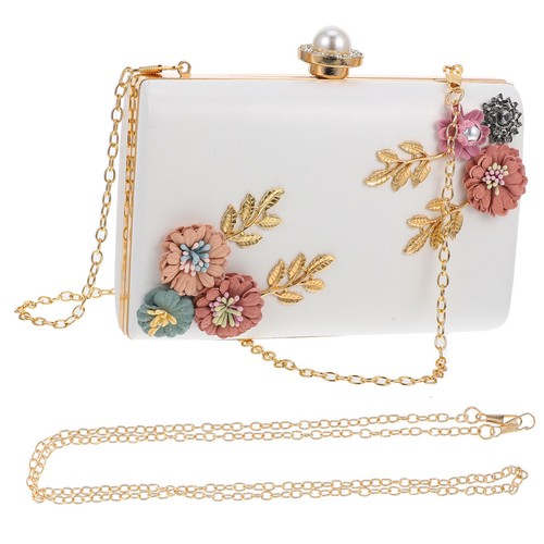Women PU Leather Evening Bag Dinner Party Lady Wedding Flower Clutch Purse - Picture 10 of 12