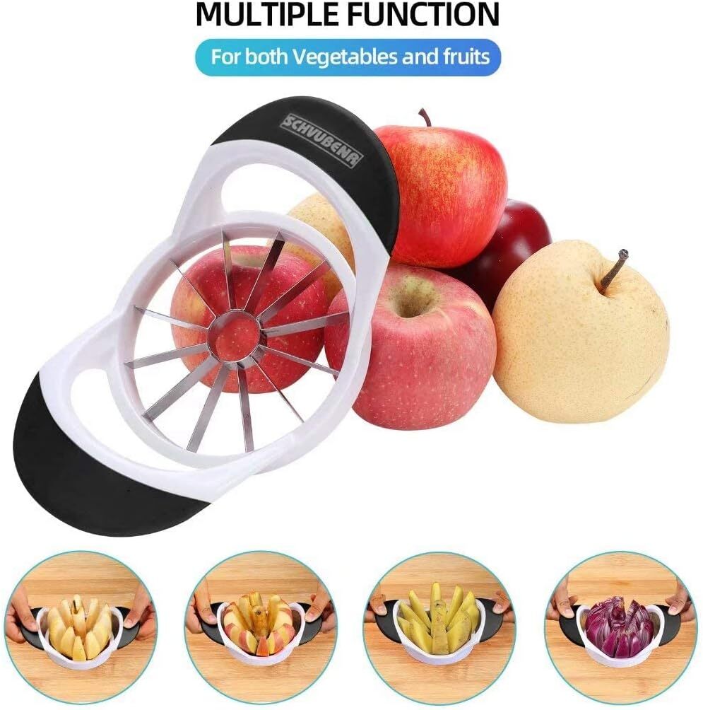 SCHVUBENR 4.72 Inch Large Apple Slicer with 12 Blades - Professional Black 