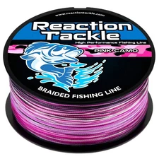 Reaction Tackle High Performance Braided Fishing Line / Braid - Pink Camo