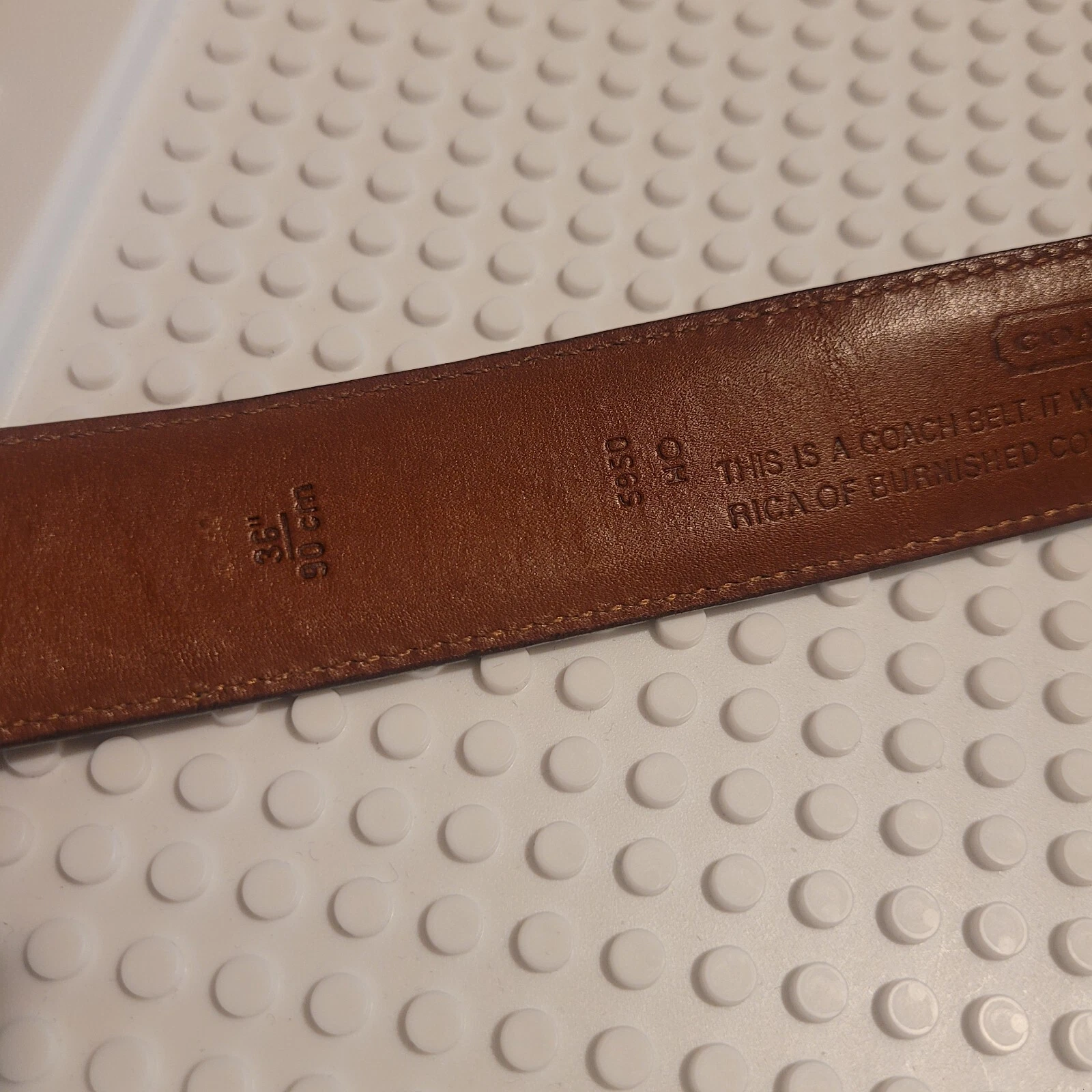 Cintura Coach nera in pelle bovina brunita fibbia in ottone massiccio misura 34