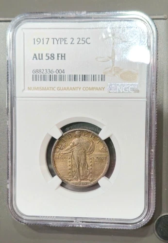 1917 T-2 Standing Lib. Quarter - AU58FH - NGC - Well Patinaed - Very Nice!