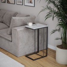 C Shaped Side End Table Coffee Snack Living Room Bedside Under Sofa Metal Frame