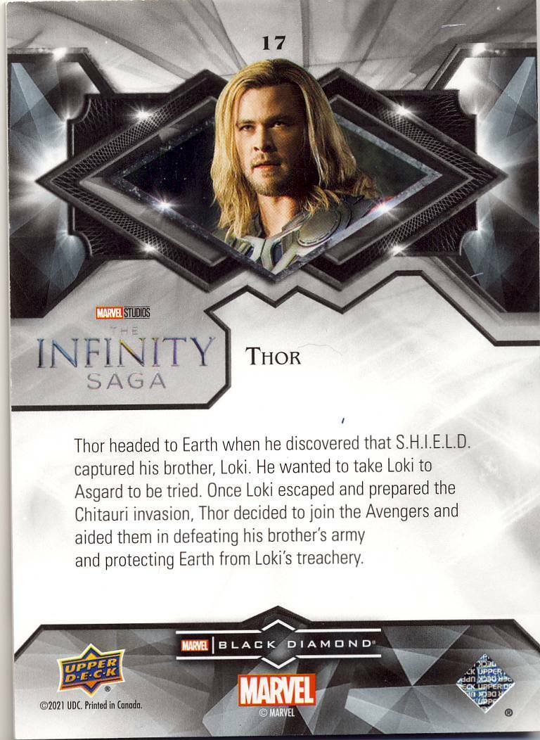 その他 THOR 2021 UPPERDECK MARVEL BLACK DIAMOND 2021 Upper Deck Marvel Black Diamond Chris Hemsworth as Thor