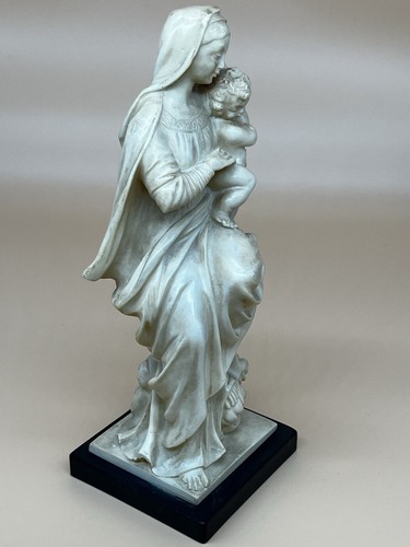 Vtg MADONNA & CHILD Alabaster Cream Marble Statue BIANCHI Italy - Picture 3 of 19