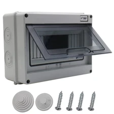 Distribution Protection Box with DIN Rail IP65 ABS Transparent Clear Cover- 8 Wa