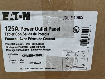 Eaton CHM1N9N4NPL 125A Power Outlet Panel 1PH 3 Wire Pedestal Mount