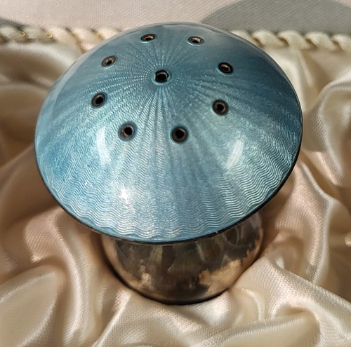 Ela Denmark Sterling Silver 925 Enamel Salt Dish Mushroom pepper Turquoise - Picture 3 of 10