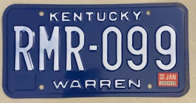 Kentucky 1988 WARREN COUNTY License Plate # RMR-099 | eBay