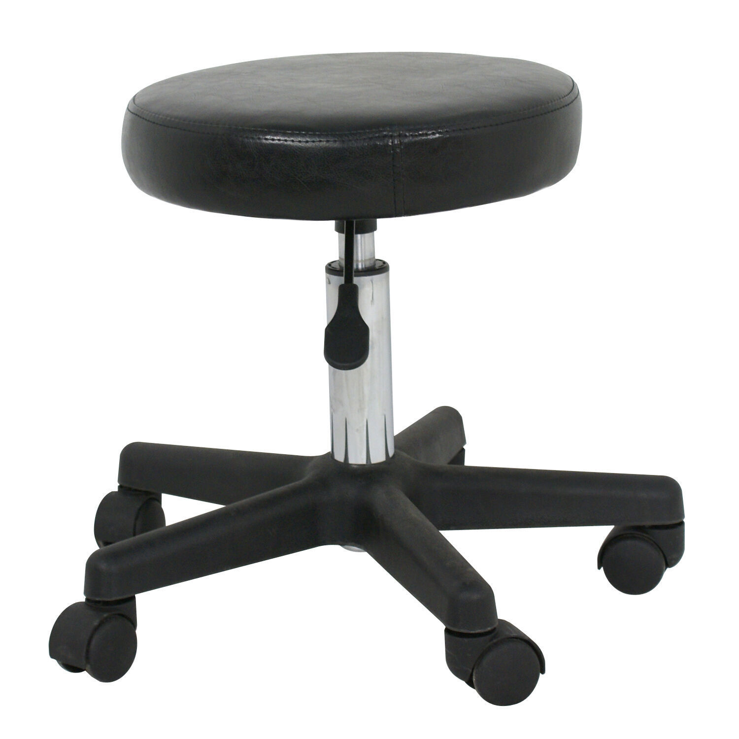 Rolling Stool Round PU Leather Salon Stool Chair Height Adjustable with Wheels 