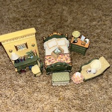 Avon Victorian Memories Miniature Bedroom Furniture 5 Pcs Set Hand Painted 2001