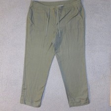 Talbots Pants 14 Womens Signature Casual Green Linen/Cotton Blend Measures 38x28