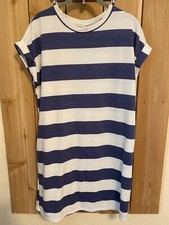 Cotton Bleu Blue & White Striped S/S Dress L