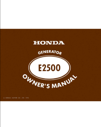Soft Copy of Honda E2500 Generator Manual - Picture 1 of 7
