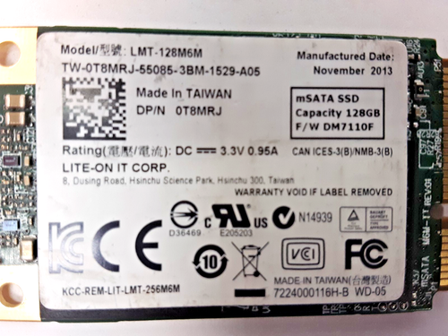 128GB (Dell T8MRJ) Lite-On mSATA SSD Solid State Drive, LMT-128M6M - Picture 2 of 2