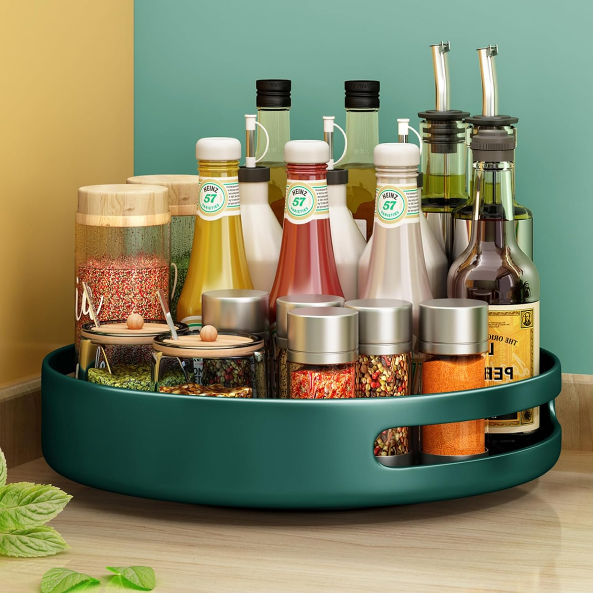 Lazy Susan Organizer Metal Steel Turntable, Rotating Spice Racks for Pantry  Cab