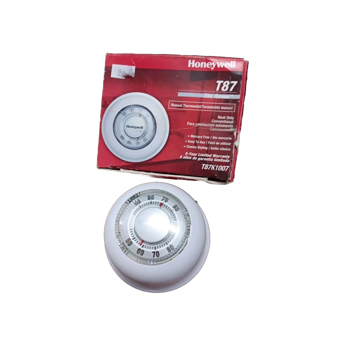 Honeywell Round Heating Only Thermostat T 87 T87K1007