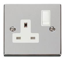 Click Deco Polished Chrome 13A Single Switched Socket - VPCH035WH
