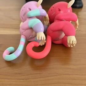 Lot of 2 Monkey Fingerlings Pink & A Striped One WowWee Interactive Toys