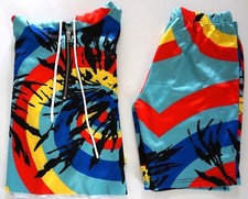 ADULT COLORFUL 2 PIECE SET HOODED SHIRT  SHORTS SIZE S