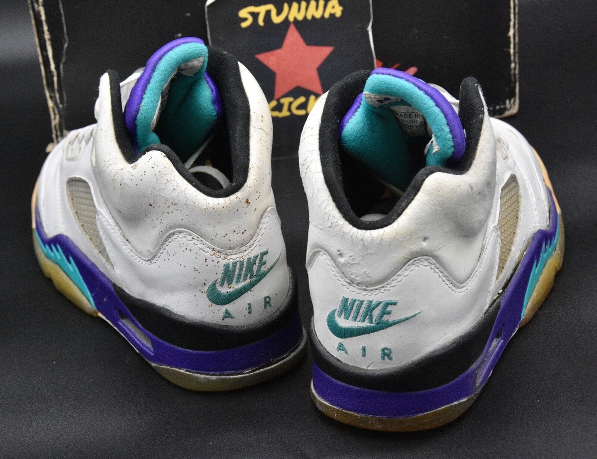 RARE ORIGINAL 1990 Nike Air Jordan 5 GRAPE size 7.5 OG BOX bred