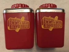 PFISTER HYBRIDS VINTAGE PLASTIC ADVERTISING SALT & PEPPER SHAKERS