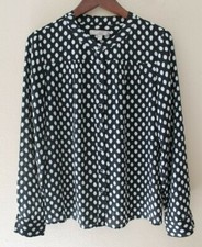 Banana Republic Women's Black White Polka Dot Button Down Spring Blouse S YJ01